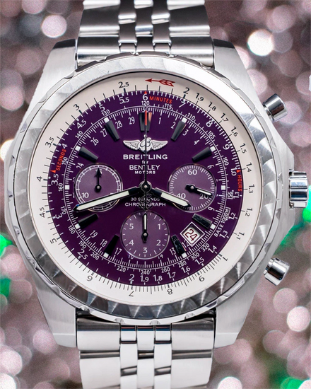 Rare Breitling Bentley Motors T 48MM Purple Dial Steel Bracelet (A25363)
