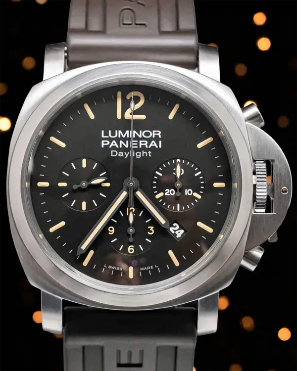 Panerai Luminor Chrono Daylight 44MM Black Dial Rubber Strap (PAM00356)