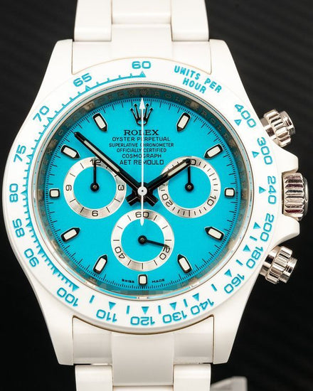 Rolex Cosmograph Daytona " Abu Dhabi by AET Remould" L. E. 40MM Aftermarket Turquoise Dial Aftermarket Ceramic Bracelet (116503)