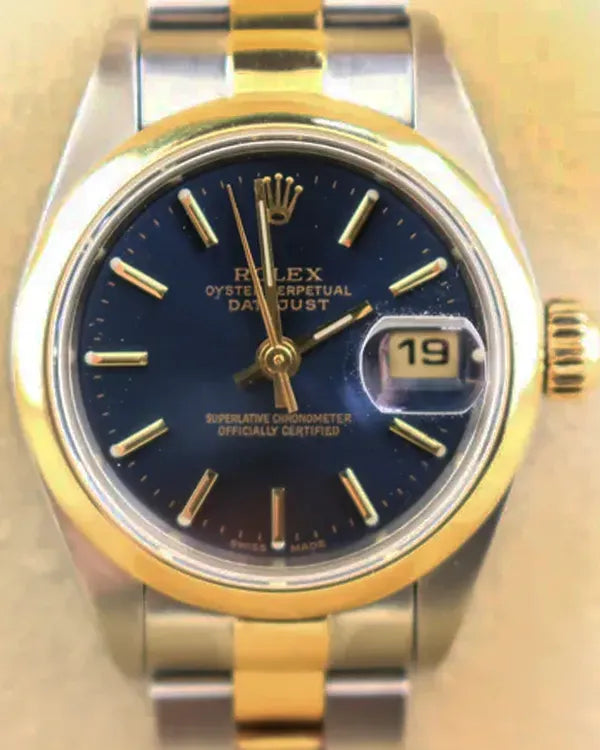 2002 Rolex Lady-Datejust 26MM Blue Dial Two-Tone Oyster Bracelet (79163)