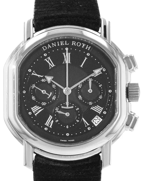 Daniel Roth Extra Plat "Masters Chronograph" 38MM Black Dial Leather Strap (S247)