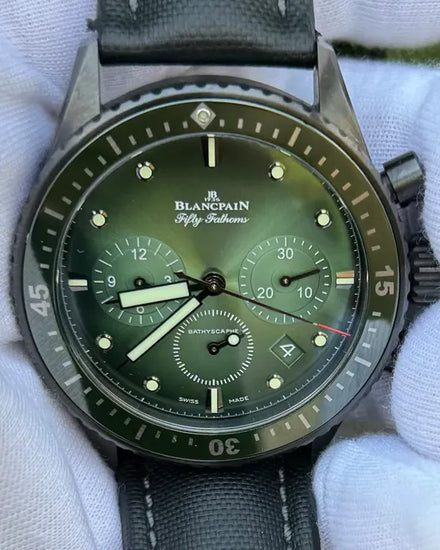 2023 Blancpain Fifty Fathoms Bathyscaphe Flyback Chronograph 43.6MM Green Dial Textile Strap (5200-0153-B52A)