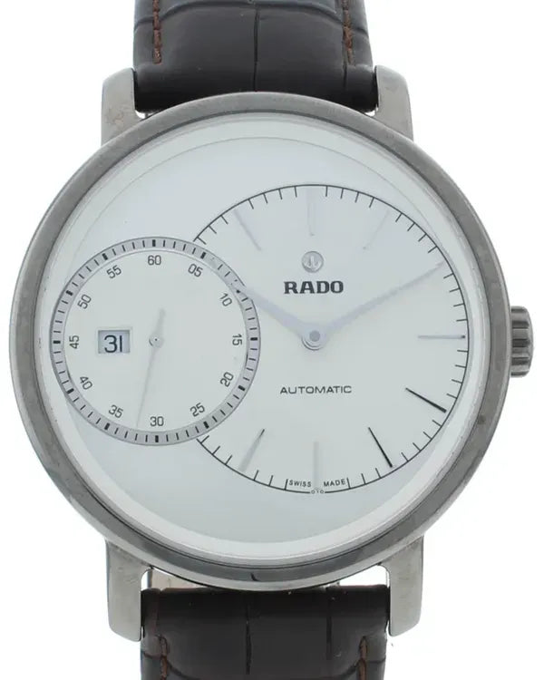Rado True DiaMaster Grande Seconde 43mm White Dial Leather Strap (R14129106)