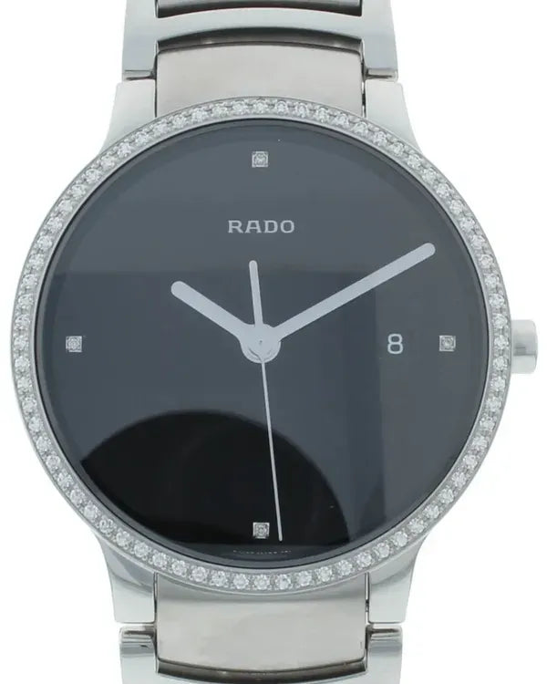 Rado Centrix 38MM Quartz Black Dial Steel Bracelet (R30630713)