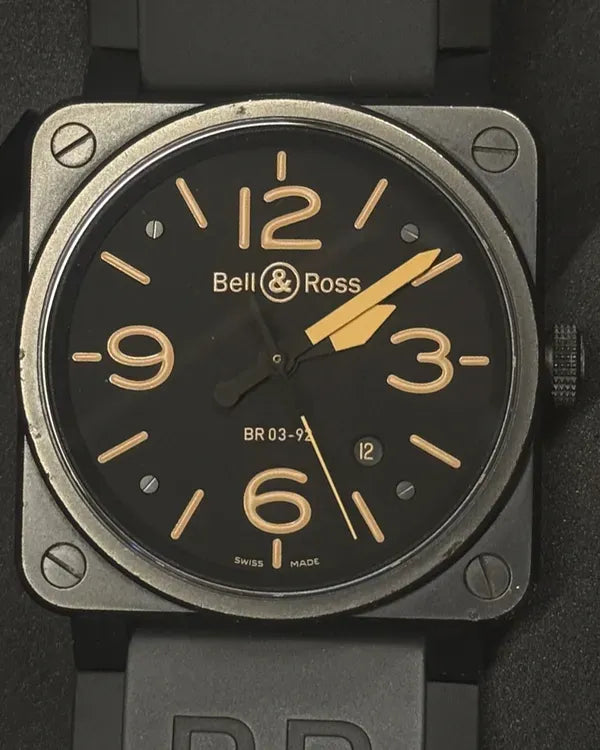 No Reserve - Bell & Ross BR 03 92 42MM Black Dial Rubber Strap (BR03-92-S)