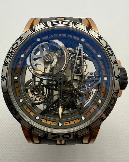 Roger Dubuis Excalibur Spider Monobalancier 45MM Skeleton Dial Leather Strap (DBEX1043)