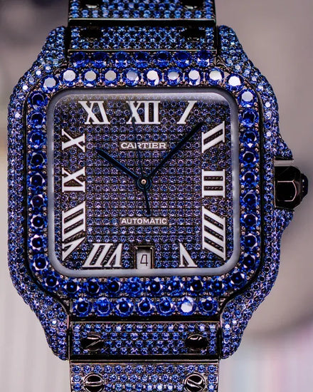 2024 Cartier Santos De Cartier 39.8MM Aftermarket Sapphire Dial Aftemarket Sapphire Bracelet (WSSA0018)