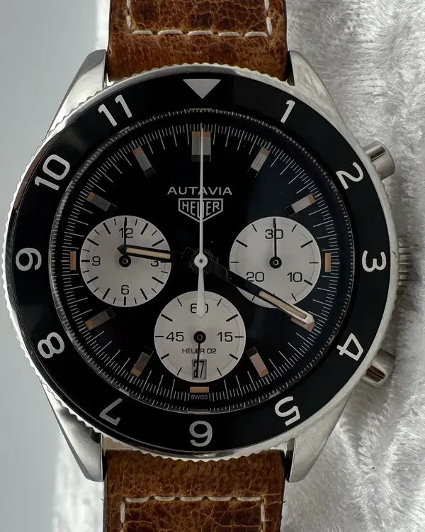 Tag Heuer Autavia Chronograph 42MM Black Dial Leather Strap (CBE2110.FC8226)