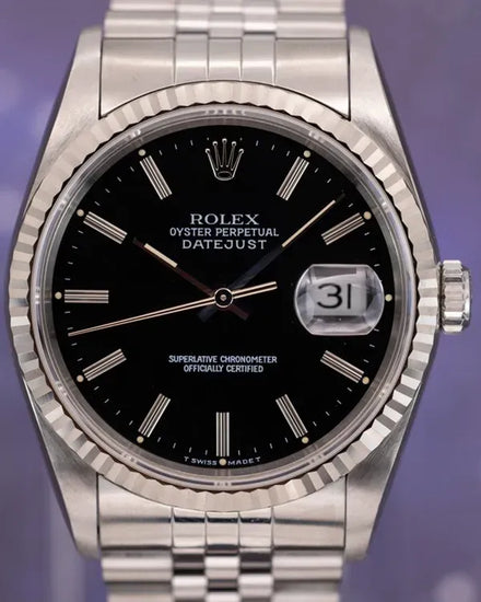1994 (S Serial) Rolex Datejust 36MM Black Dial Jubilee Bracelet (16234)