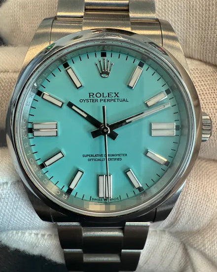 No Reserve - 2022 Rolex Oyster Perpetual 36MM Aftermarket "Tiffany" Blue Dial Oyster Bracelet (126000)