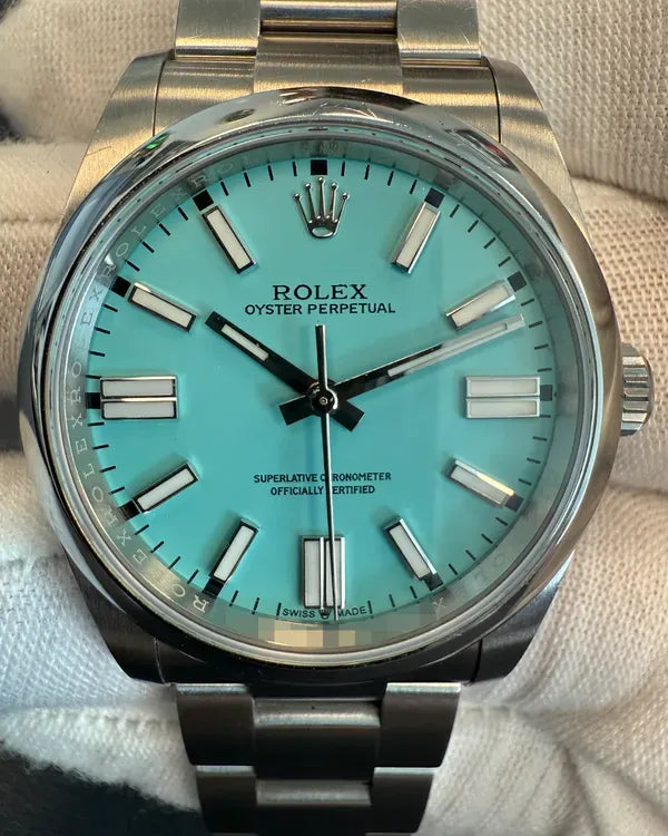 No Reserve - 2022 Rolex Oyster Perpetual 36MM Aftermarket "Tiffany" Blue Dial Oyster Bracelet (126000)