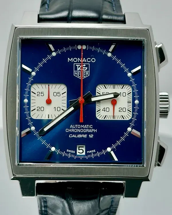 Tag Heuer Monaco 39MM Blue Dial Leather Strap (CAW2111-1)