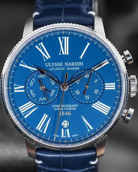 2023 Ulysse Nardin Marine Torpilleur Annual Chronograph 44MM Blue Dial Leather Strap (1533-320LE-3A-175/1A)
