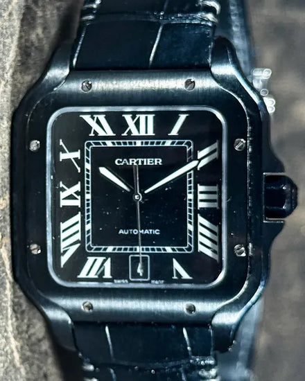 2023 Cartier Santos De Cartier 39.8MM Black Dial Leather Strap (WSSA0039)