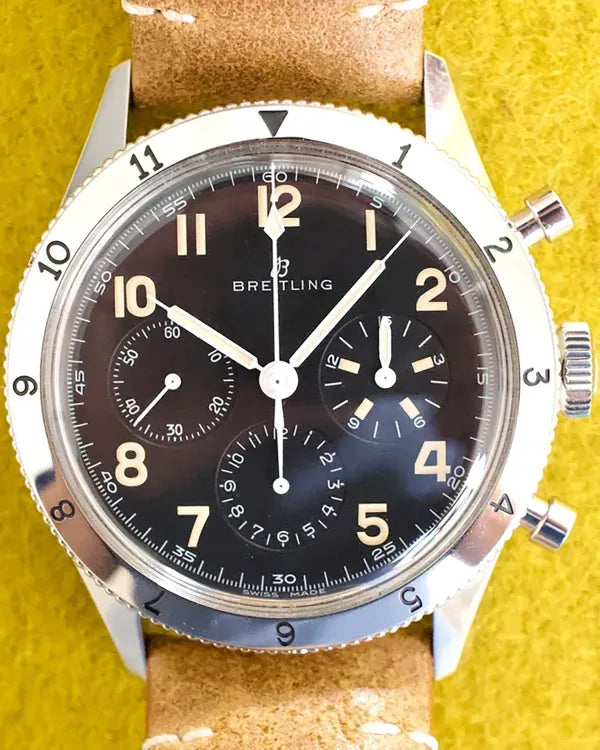 Breitling Aviator 8 "Ref. 765 Re-Edition" L. E. 41MM Black Dial Leather Strap (AB0920)