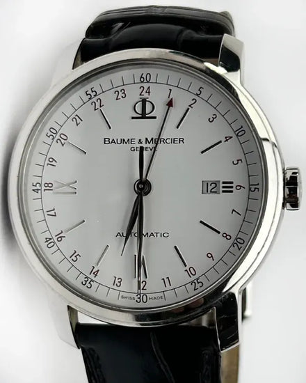 Baume & Mercier Classima GMT 42MM White Dial Leather Strap (M0A08462)