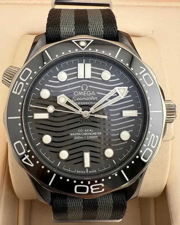 2022 Omega Seamaster Diver 300M 43.5MM Black Dial Textile Strap (210.92.44.20.01.002)