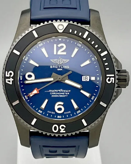 No Reserve - 2020 Breitling Superocean 46MM Blue Dial Rubber Strap (M17368D71C1S1)