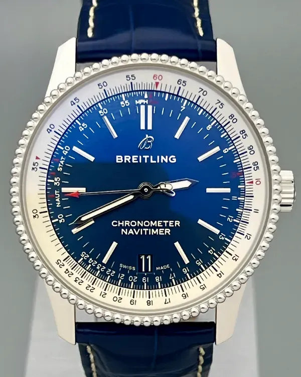 No Reserve - 2019 Breitling Navitimer 38MM Blue Dial Leather Bracelet (A17325211C1P1)