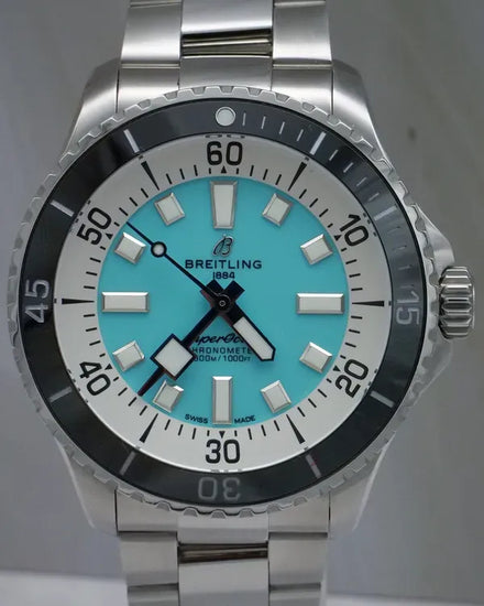 Breitling Superocean 44MM Turquoise Dial Steel Bracelet (A17376)
