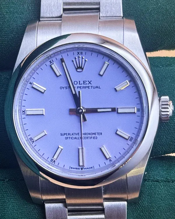 2025 Rolex Oyster Perpetual 34mm Lavender Dial Oyster Bracelet 124200