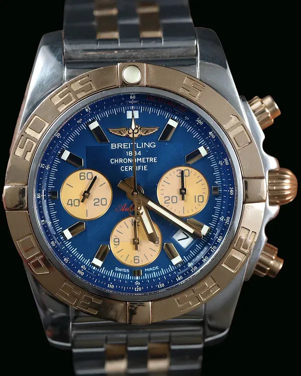 2019 Breitling Chronomat 44MM Blue Dial Two-Tone Bracelet (CB0110121C1C1)