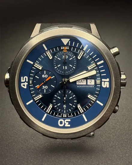 2019 IWC Schaffhausen Aquatimer Chronograph 44MM Blue Dial Rubber Strap (IW376805)