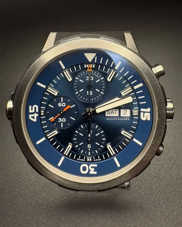 2019 IWC Schaffhausen Aquatimer Chronograph 44MM Blue Dial Rubber Strap (IW376805)