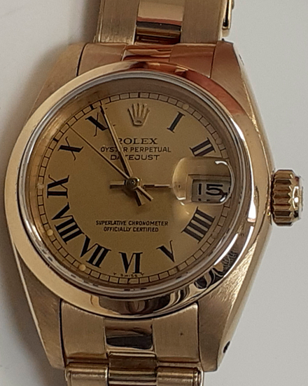 Rolex Lady-Datejust 26MM Champagne Dial Yellow Gold Oyster Bracelet (69168)