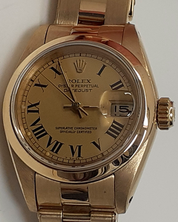 Rolex Lady-Datejust 26MM Champagne Dial Yellow Gold Oyster Bracelet (69168)