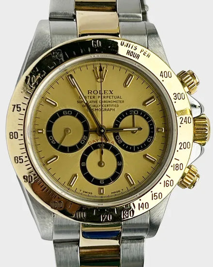 1999 (A Serial) Rolex Cosmograph Daytona 40MM Champagne Dial Two-Tone Oyster Bracelet (16523)