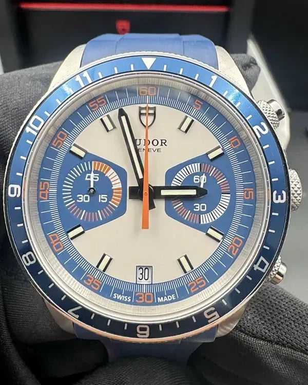 2017 Tudor Heritage Chrono 42MM Blue Dial Aftermarket Rubber Strap (70330B)