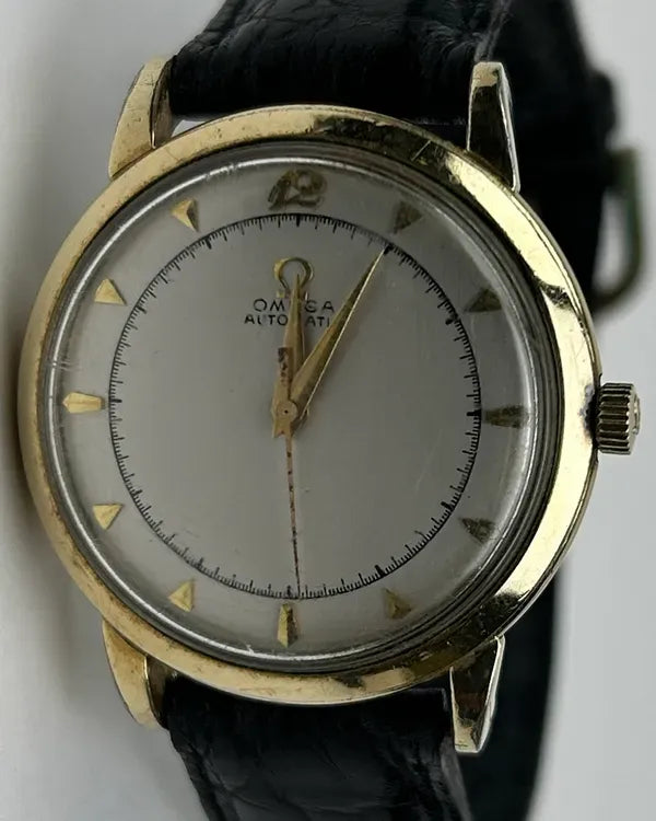 No Reserve - Omega Vintage Bumper 34MM White Dial Aftermarket Leather Strap (G6232)