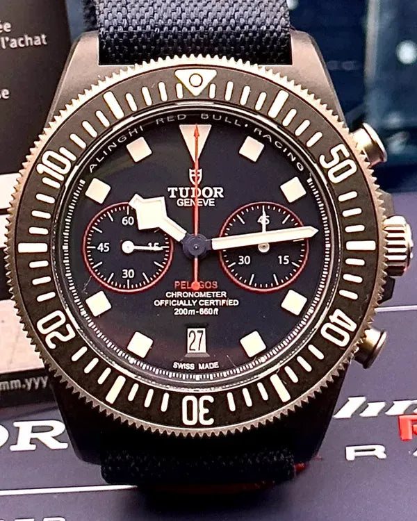 2023 Tudor Pelagos FXD Chronograph "Alinghi Red Bull Racing" 43MM Blue Dial Textile Strap (25807KN)