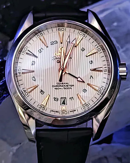 2023 Omega Seamaster Aqua Terra 150M GMT 43MM Silver Dial Leather Strap (231.13.43.22.02.004)