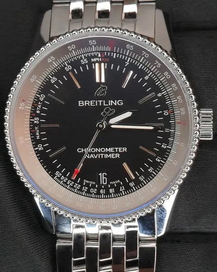 Breitling Navitimer 38MM Black Dial Steel Bracelet (A17325)