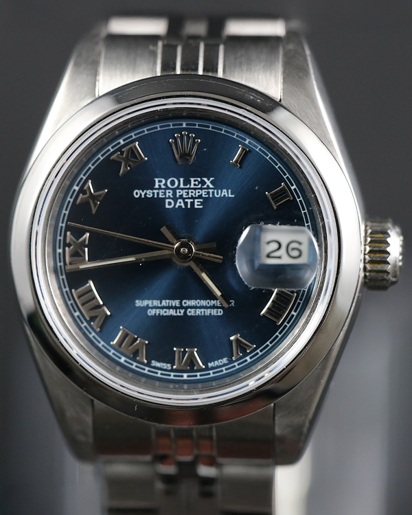 1987 (9.6 Mil Serial) Rolex Oyster Perpetual Lady Date 26MM Blue Dial Jubilee Bracelet (69160)