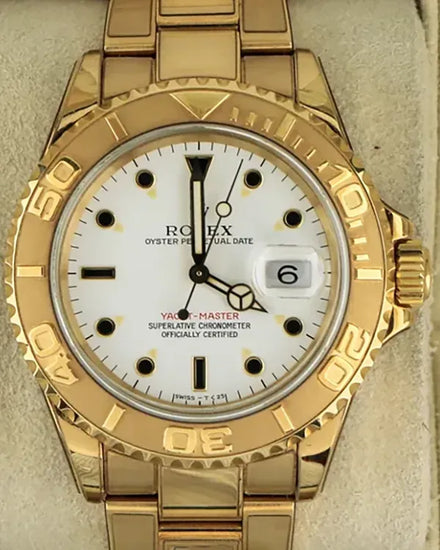 1995 (S Serial) Rolex Yacht-Master 40MM White Dial Yellow Gold Oyster Bracelet (16628)