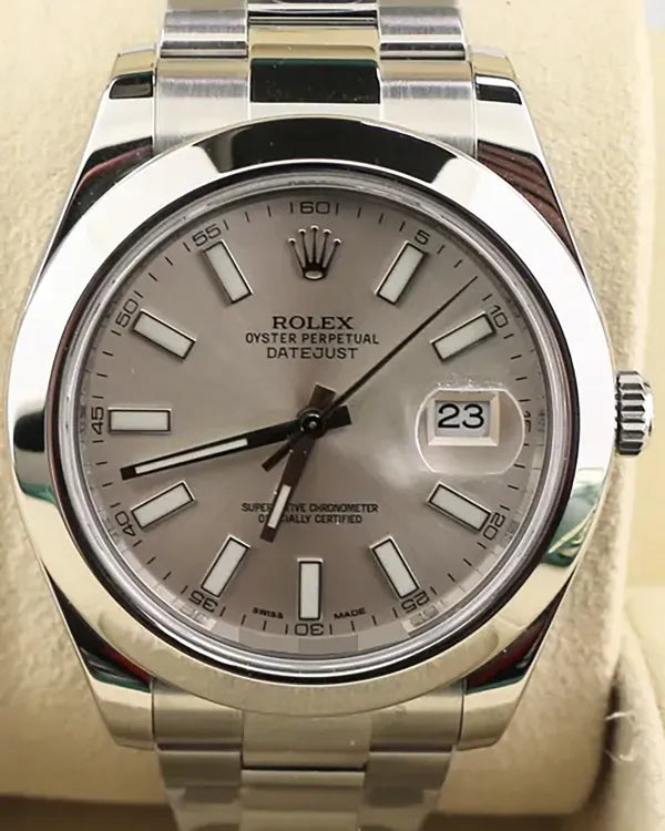 2015 Rolex Datejust 41MM Silver DIal Oyster Bracelet (116300)