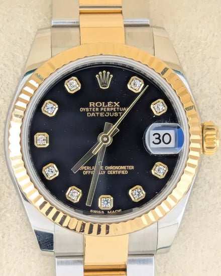 2016 Rolex Lady-Datejust 31MM Black Dial Two-Tone Oyster Bracelet (178273)