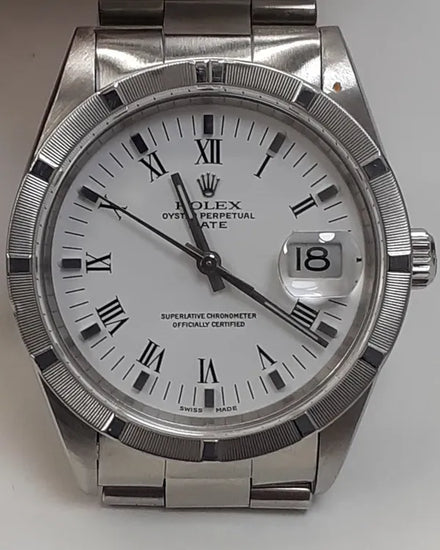 Rolex Oyster Perpetual Date 34MM White Dial Oyster Bracelet (15210)