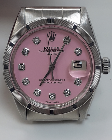 Rolex Oyster Perpetual Date 34MM Aftermarket Pink Dial Oyster Bracelet (1501)