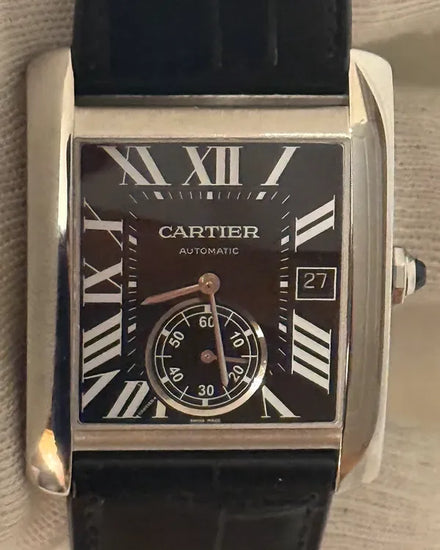 2013 Cartier Tank MC 34.3MM Black Dial Leather Strap (3589)