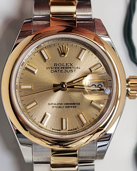 2025 Rolex Lady-Datejust 28MM Champagne Dial Two-Tone Oyster Bracelet (279163)