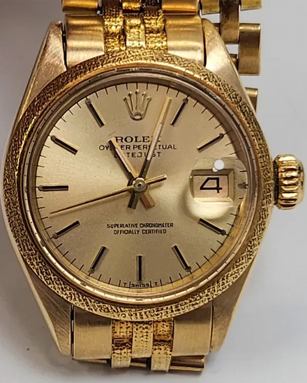 Rolex Lady-Datejust 26MM Champagne Dial Yellow Gold Jubilee "Bark" Bracelet (6901)
