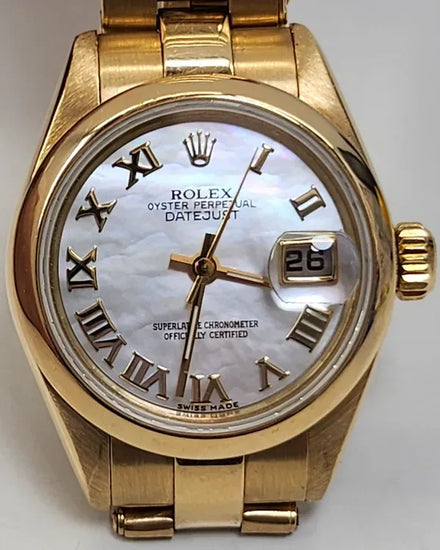 Rolex Lady-Datejust 26MM Mother of Pearl Dial Yellow Gold Oyster Bracelet (69168)