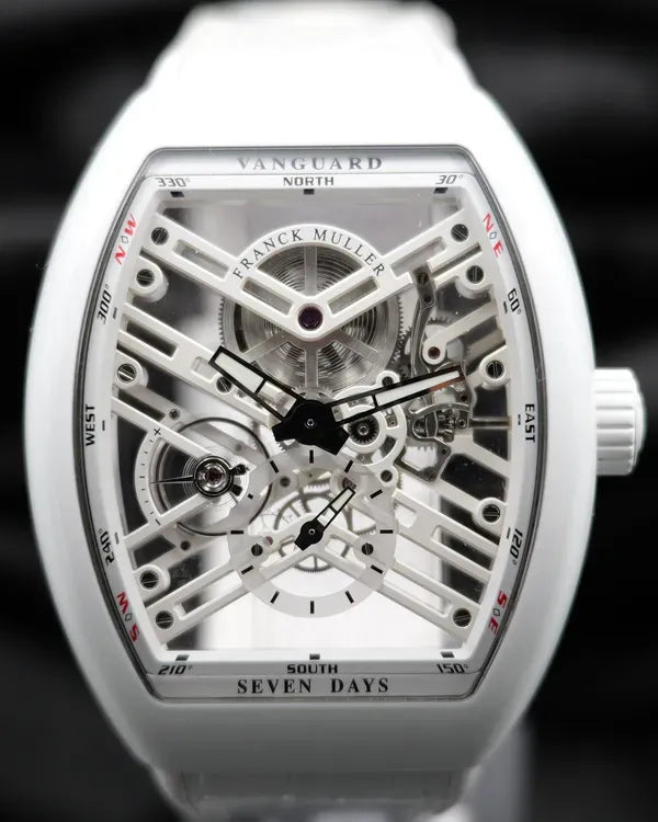 Franck Muller Vanguard Seven Days 45MM Skeleton Dial Leather Strap (V45 S6 SQT TT BC BC SPE)