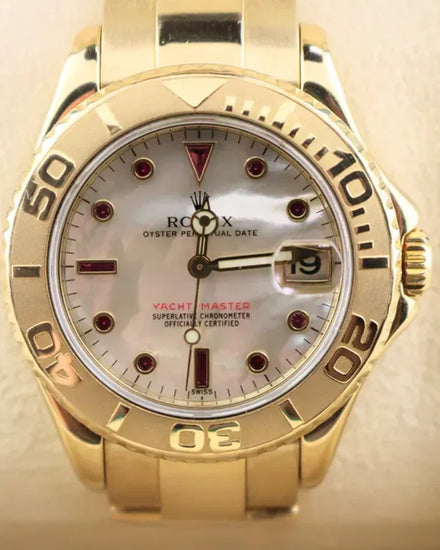 1997 (U Serial) Rolex Yacht-Master 40MM Mother of Pearl Dial Yellow Gold Oyster Bracelet (16628)
