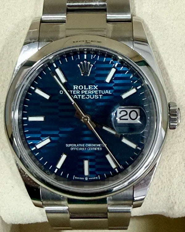 2023 Rolex Datejust 36MM Blue "Fluted Motif" Dial Oyster Bracelet (126200)