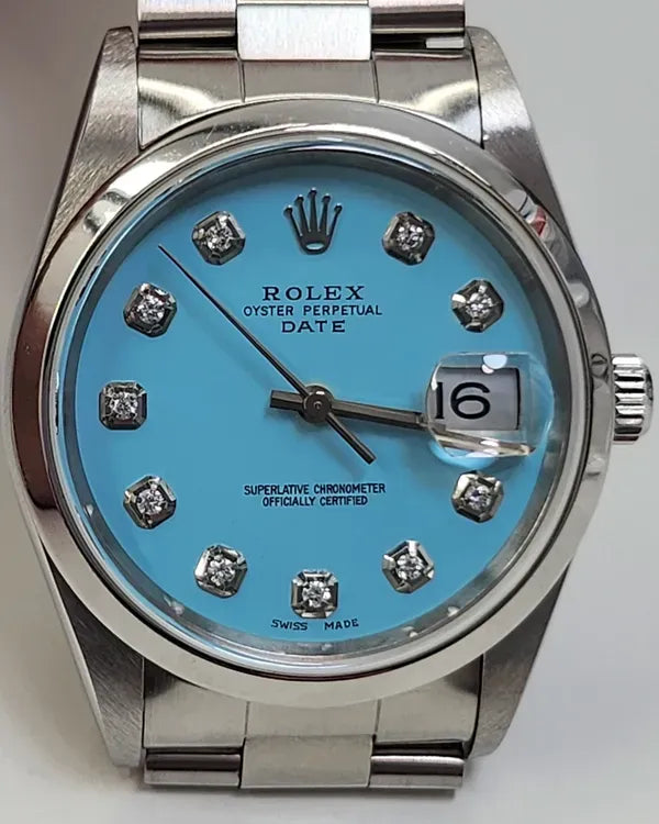 Rolex Oyster Perpetual Date 34MM Blue Dial Oyster Bracelet (15200)